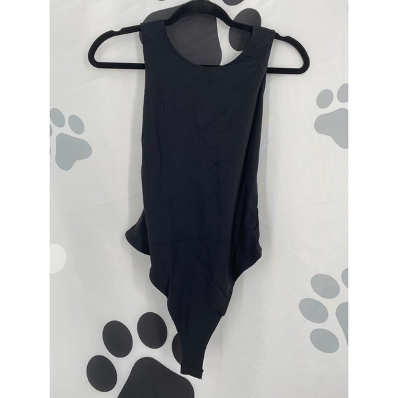 Free People NWT Jessa Bodysuit Cage Back Halter Stretch Thong Black Large New - Picture 3 of 11